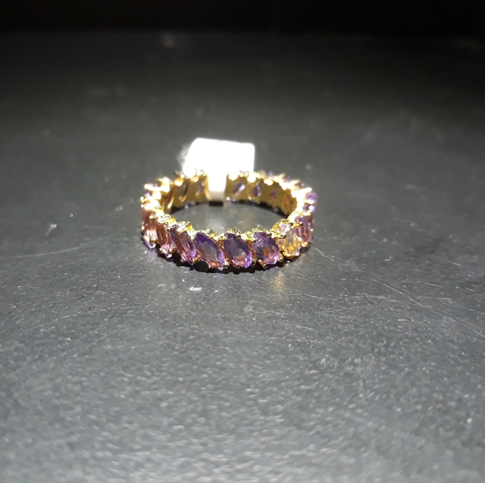 Natural Amethyst Marquis Band Ring G10 - Picture 1 of 2